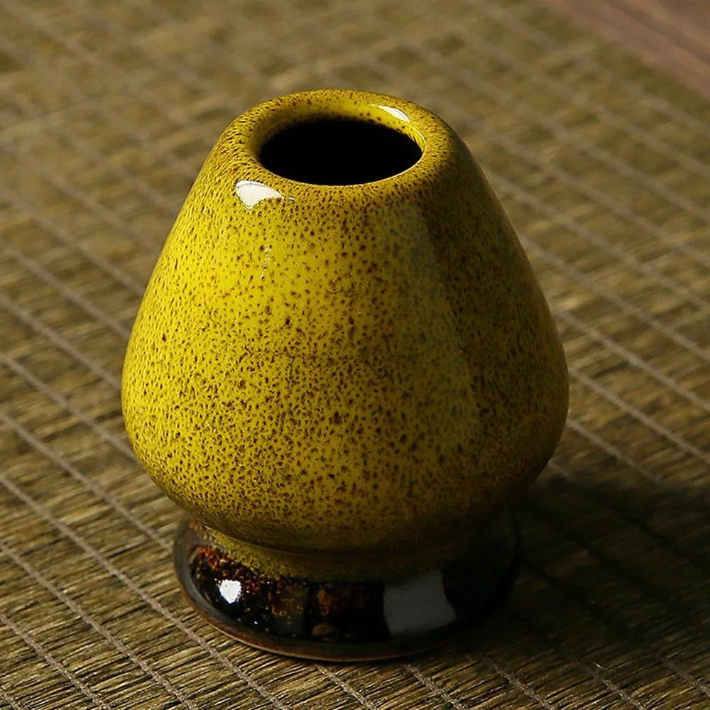 Ceramic Matcha Whisk Stand Smooth Kiln Discoloration Tea Drinking Utensils Bamboo Matcha Chasen Holder for Tea Set Accessories