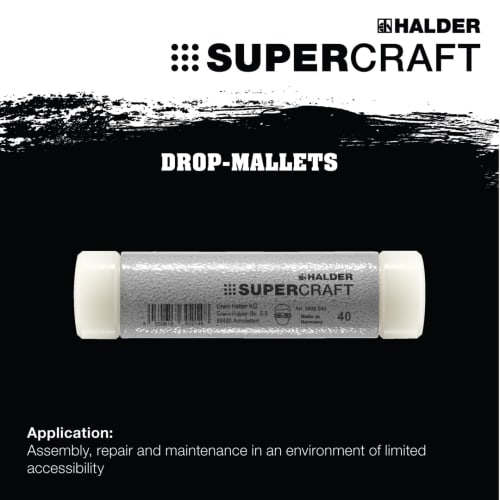 HALDER Shockless Drop Hammer, Recoilless, Nylon (White), Diameter 20, 3408.020