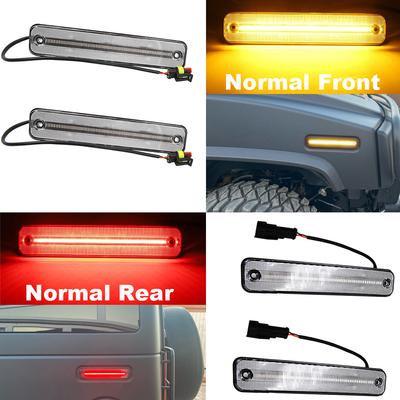 2pcs Amber Red Turn Signal Dynamic Flowing LED Side Marker Light Kit For Hummer H2 2003-2009