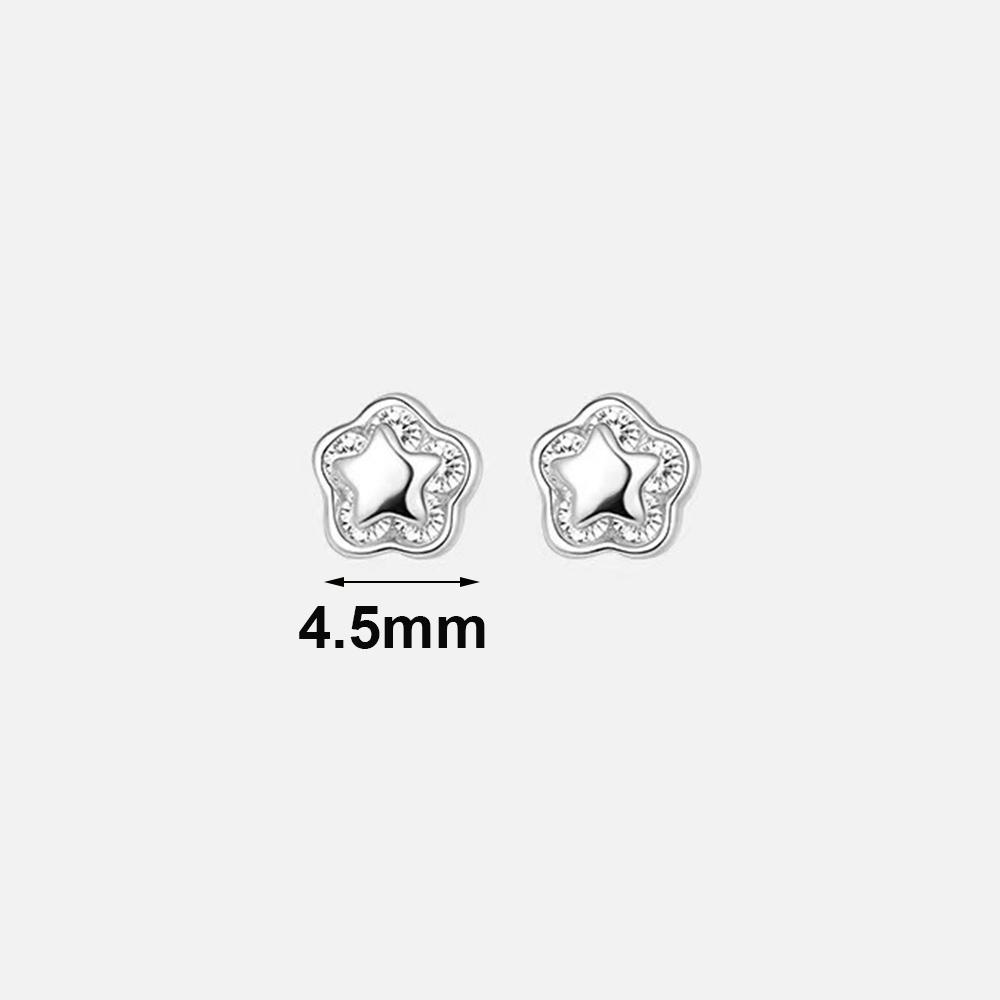 925 Silver Needle Zircon Flower Star Mini Stud Earrings For Women Classic Fine Jewelry Piercing Hole Light Accessories
