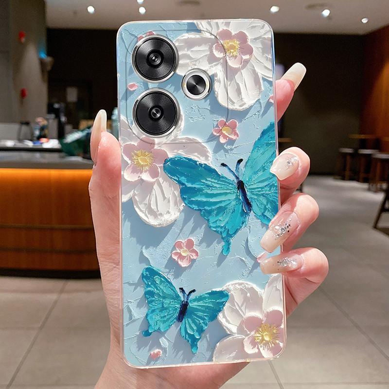 For Xiaomi Poco F6 5G Case Clear Luxury Fashion Butterfly Flower Soft Silicone TPU Casing For Redmi Turbo 3 PocoF6 5G Phone Case
