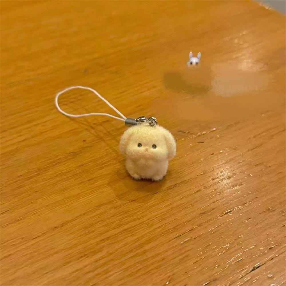 Cute Flocked 3D Resin Bear Keychain Sweet Creative Student Phone Chain Pendant Bag Accessory Phone Strap Gift