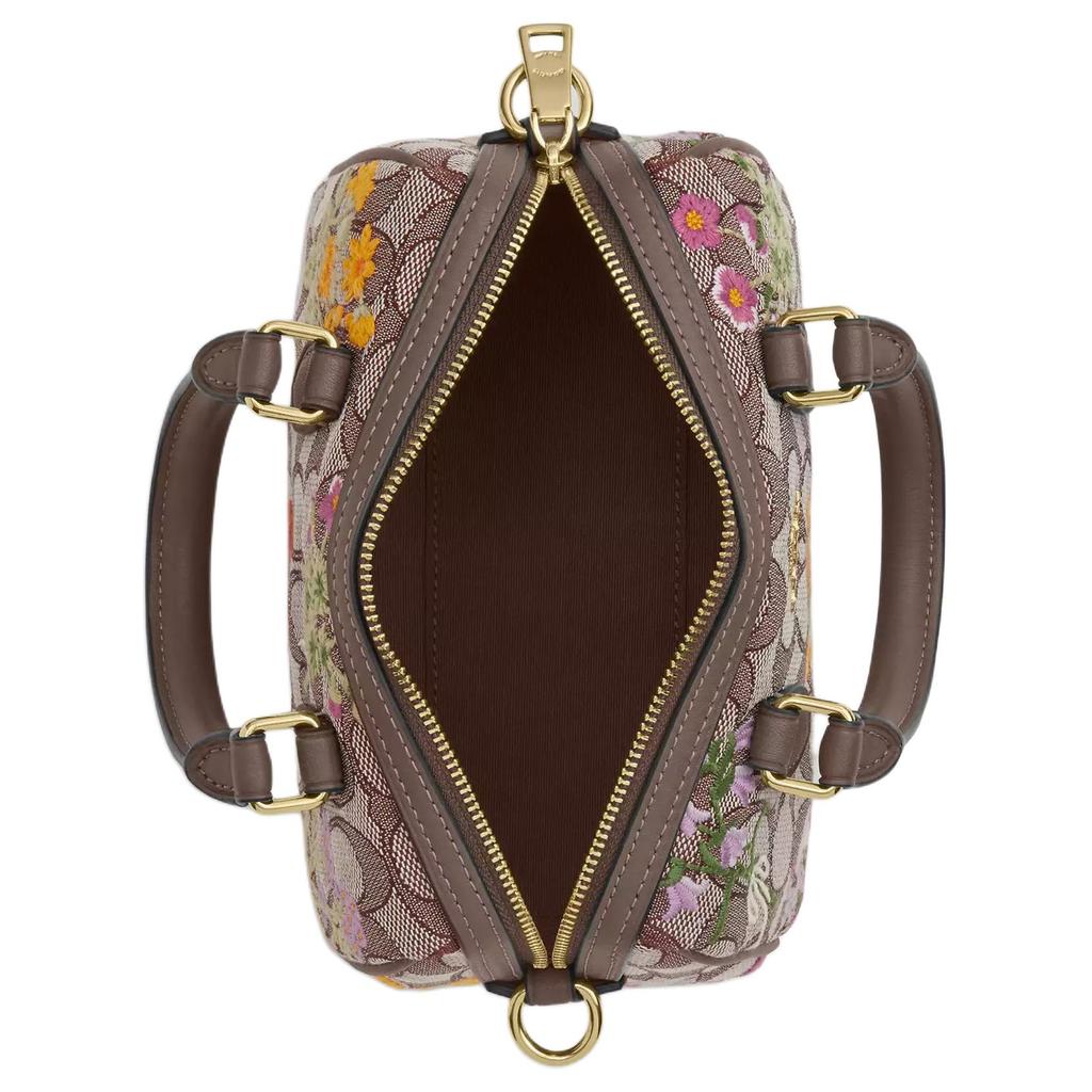 Coach Rowan 18 Signature Jacquard Floral Geprägte Boston Tasche Damen Handtaschen Braun CDY31-IMPU7