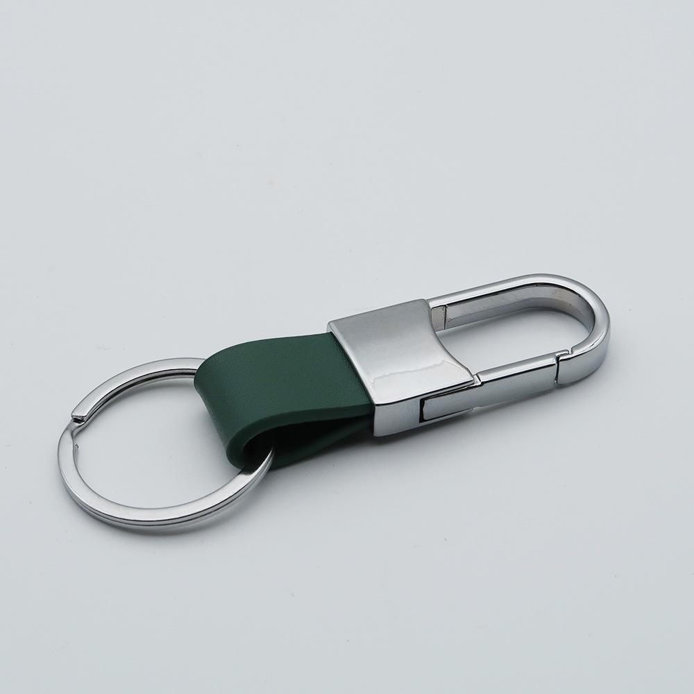 Men's Genuine Leather Car Keychain with Zinc Alloy Waist Clip and Customizable Laser Logo