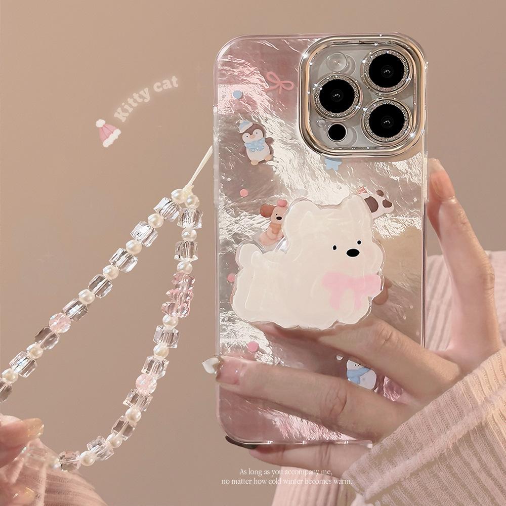 Pink West Highland Suitable for Apple 17 Mobile Phone Case Iphone16 Cartoon Bracelet 14pronax Glitter 13 Hard Case