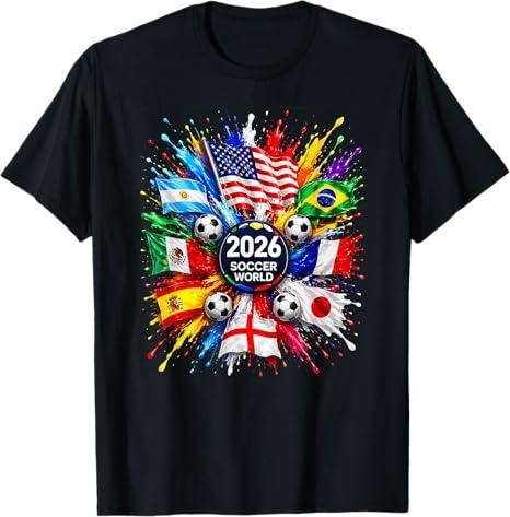 2026 Soccer Fan T-Shirt Men USA Canada Mexico Graphic Tee Game Day Stadium Party Shirt Gift Football Sport All Flags Clothes Top