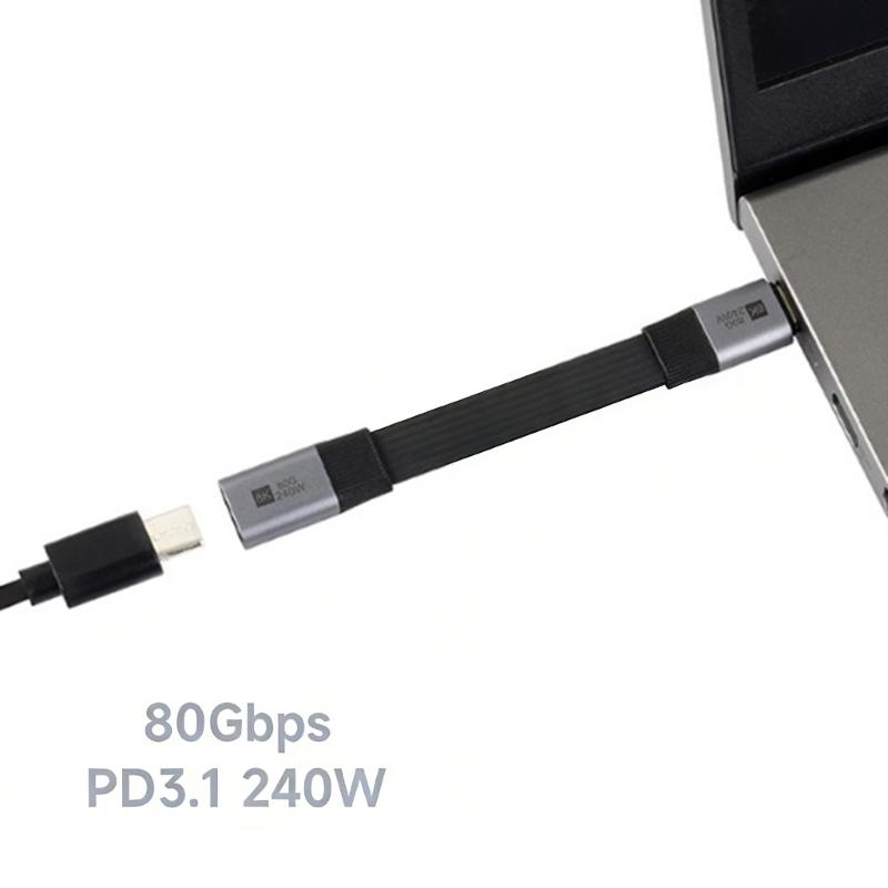 USB4 V2.0 Type C Extension Cable 80Gbps Data Transfer 8K Video Output Fast Charging For Laptop Phone And Monitor