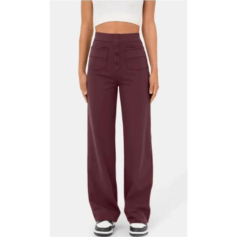 

Осенние новые женские брюки с высокой талией, карманами и широкими штанинами на пуговицах, повседневные свободные прямые брюки 2XL