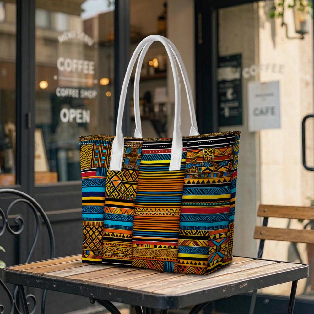 Ethnic Pattern Tote Bag Fashion Portable Shoulder Handbag for Daily Use