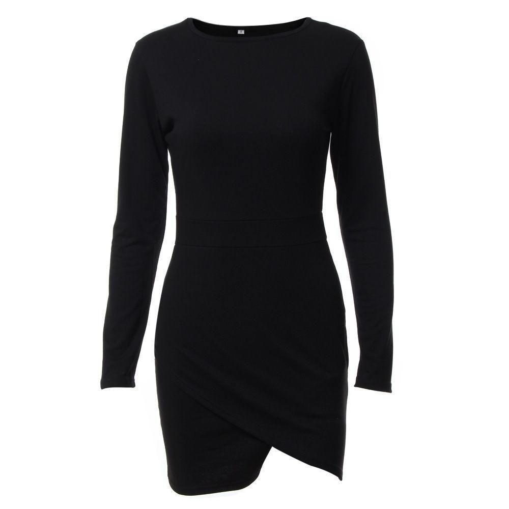 Elegant Women Slim Long Sleeve Mini Dress Bodycon Cocktail Dress Evening Party