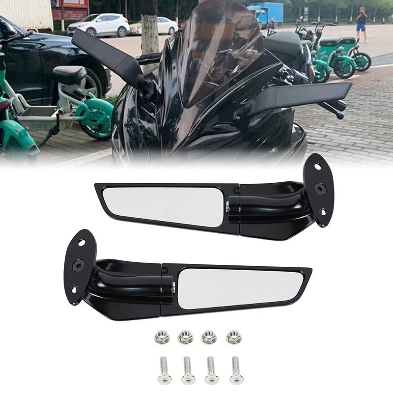 2PCS Motorcycle Mirrors Modified Wind Wing Adjustable Rotating Rearview Mirror For YAMAHA R6 1999-2011