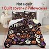 Halloween Three-piece Bedding Set Quilt Cover Pillowcase Brushed Fabric Thickened