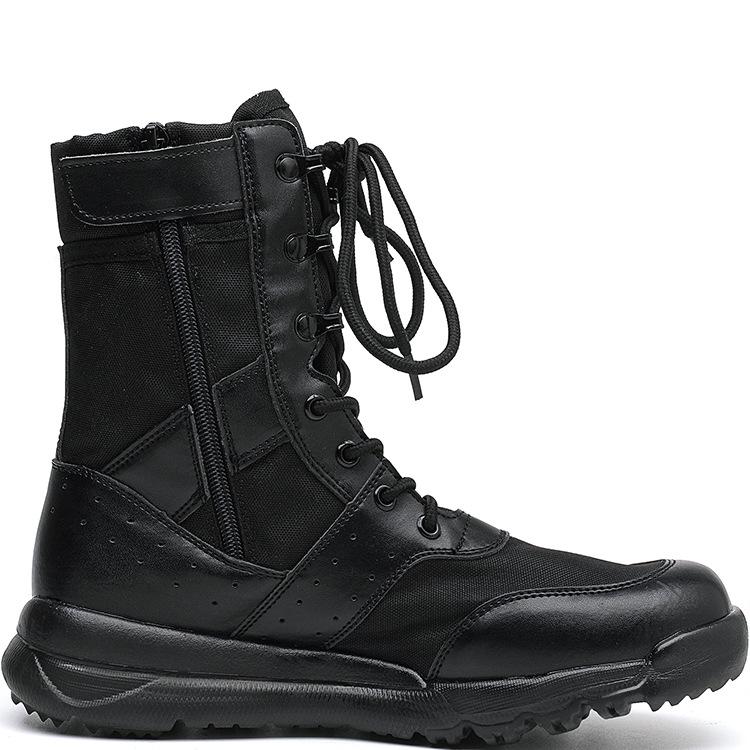 Plus Size Men's Breathable Side Zip Tactical Boots - High-Top Outdoor Military Style