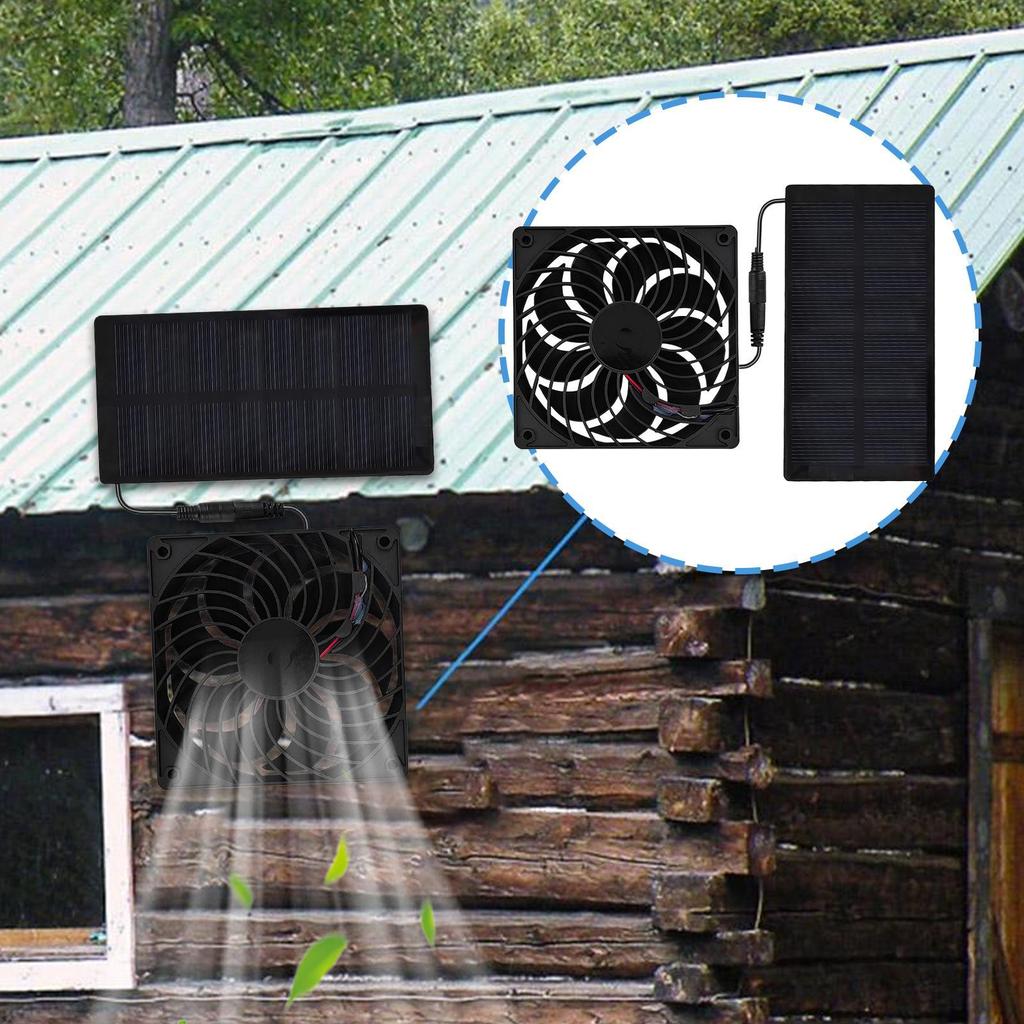 Solcellsdriven kycklinghusfläkt 0,8w skjulluftsventilator för hundhusventilation för inomhus husbil, växthus, hem, lada, campingtält