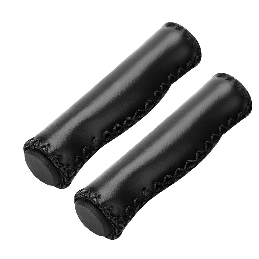 1 Pair Hand Stitched PU Bike Bicycle Handlebar Handle Bar Grips with Plug