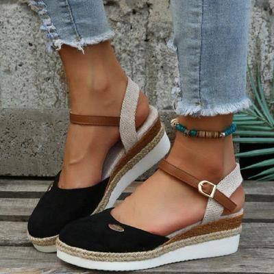Summer Women Linen Plain 6cm Wedge Sandals Bohemian Handmade Ladies Casual Comfortable Espadrilles Platform Pumps Shoes
