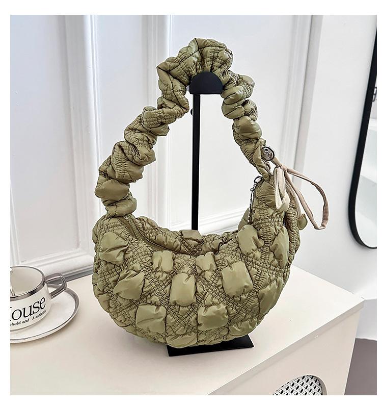 

Модная складная сумка-облако, универсальная сумка-пузырь под мышкой, хлопковая сумка для одежды на одно плечо, сумка-пельмень через плечо армия зеленый