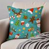 Christmas Illustration Festive Cushion Cover Pillowcase Antidustmite Invisible Zipper Short Plush Sofa Cushion
