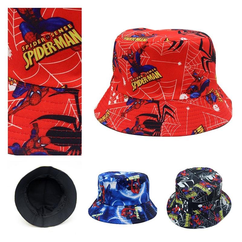 European And American Spider-man Cartoon Printed Cotton Fisherman Hat Sun Hat