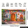 Tissu de fond Thème Cour Mexicaine Ensoleillée 2D - Décoration multifonctionnelle, adaptée aux maisons et aux bureaux