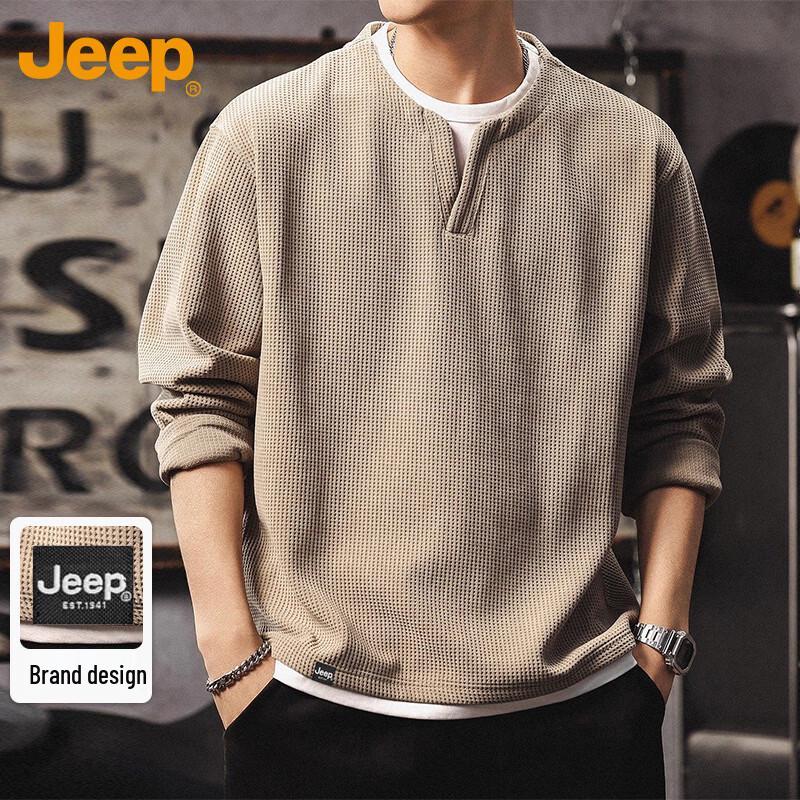 JEEP Men s Waffle Knit Henley Long Sleeve T-Shirt 3XL