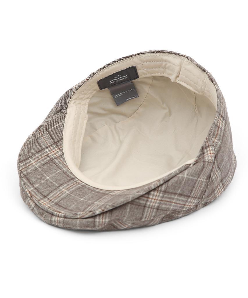 Eondeokeonteulolseutyudio Autumn Check Pattern Beret Drive Hunting / Check / Brush Grey