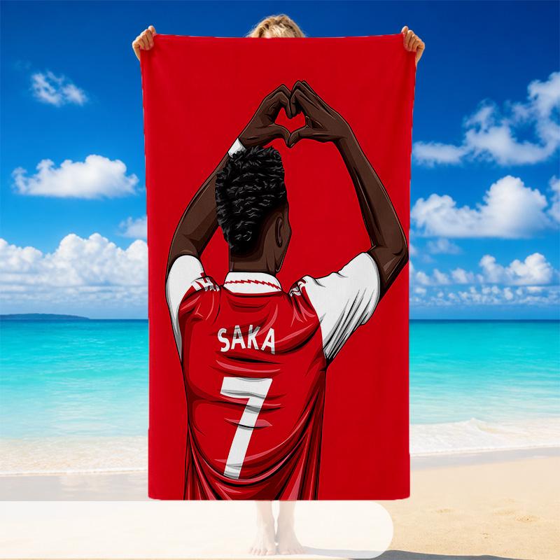 Quick Dry Beach Towel Bukayo Saka Pattern, Lightweight Absorbent Towel for Pool Beach Vacation Use