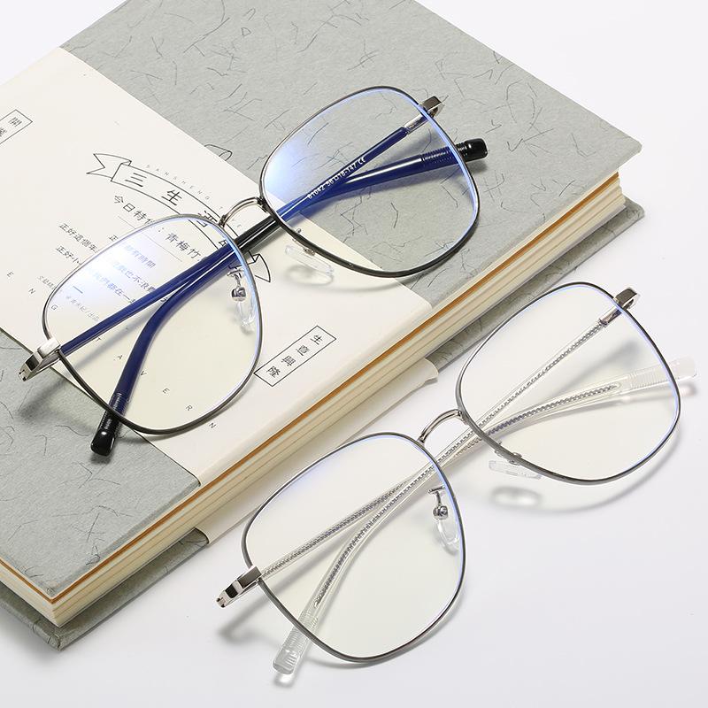 Classic Box Anti-Blue Goggles 61042 Metal Men'S And Women'S Versatile Trendy Glasses, Myopia Glasses