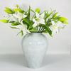 Celadon Cloud Glaze Ceramic Vase with Silk Daisy Flowers for Wedding Decorations