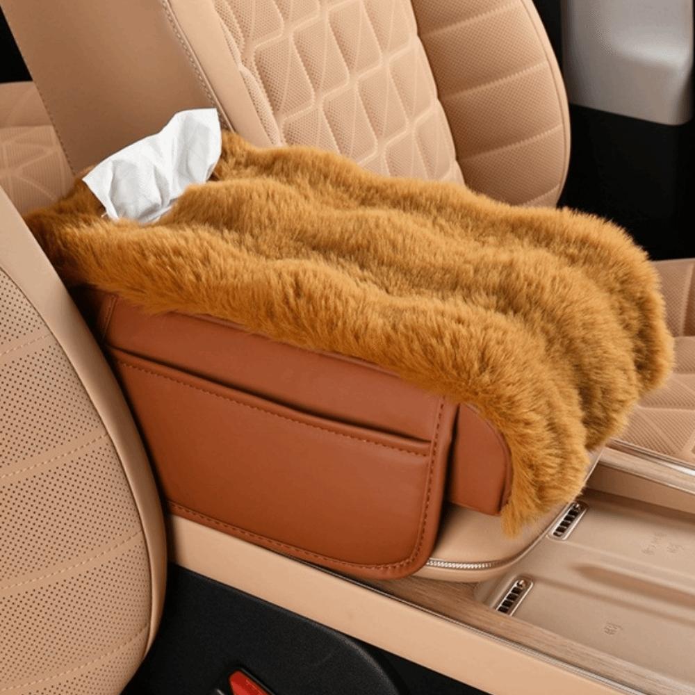 

Plush Universal Car Tissue Box Interior Decor Central Elbow Booster Pad Car Organization коричневий