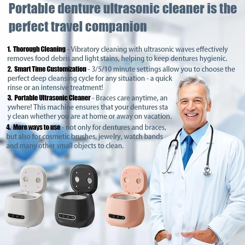 Xiaomi 48KHZ Ultrasonic Automatic Denture Cleaner USB Deep Cleaning Machine for Jewelry Watch Strap Makeup Brush - Dental Care Accessor