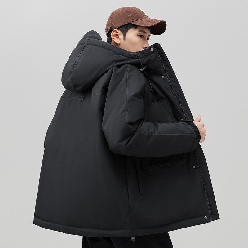 Winter men's down jacket new thickened outdoor hooded loose casual 90 white duck down trendy couple coat
