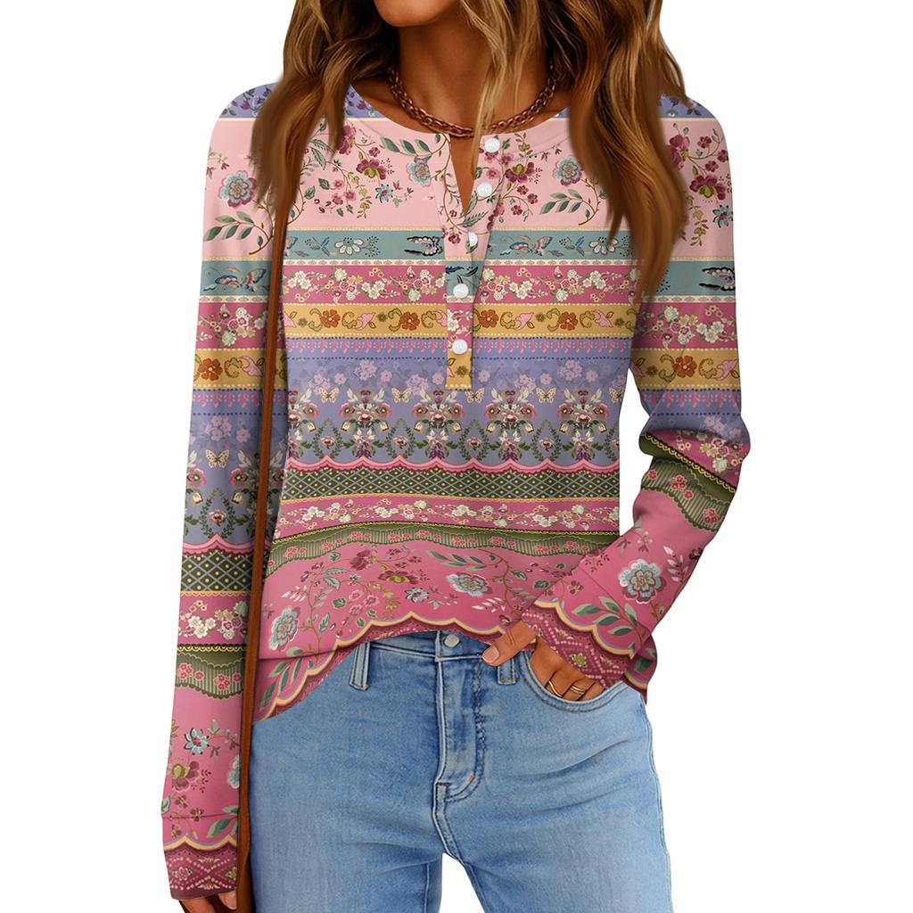 Women's Fashion Loose Long Sleeve Round Neck Casual Top