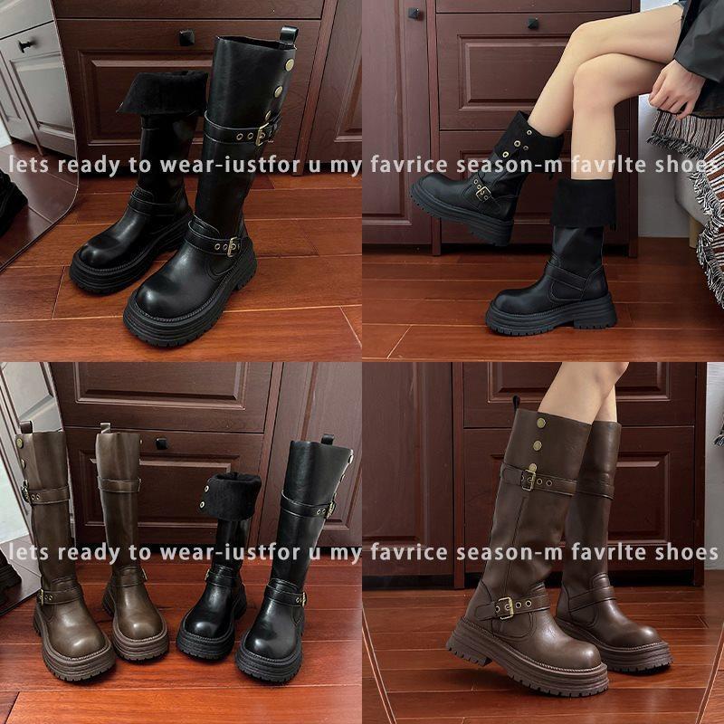 Brown Boots Summer Tall Retro Knight Boots 2025 New Sole Boots Women Thick Legs Beauty Two Wear Thick Rad