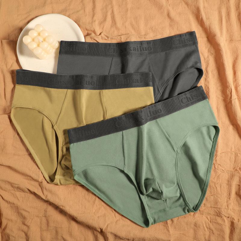 Men's Underwear Cotton Triangle Pants Antibacterial Soft and Comfortable Mid Waist Cotton Breathable Underwear