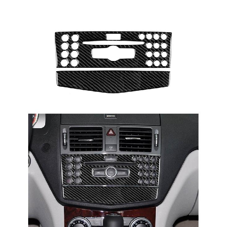 Car Accessories Interior Carbon Fiber Stickers For Mercedes-Benz C Class W204 2007-2013 Entral Console A/C Switch Panel