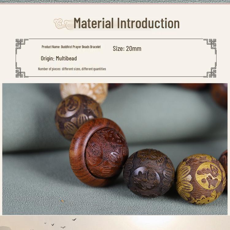 Znamenie zverokruhu Vyrezávané Santalové drevo a Palisandrové drevo Náramok - Unisex Budhistické korálky