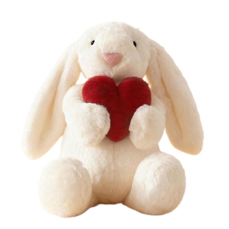 20/30CM Bunny Stuffed Animals Holds Red Heart Cute Rabbit Plushies Soft Plush Toys Romantic Sweet Gifts for Girlfriends Kids