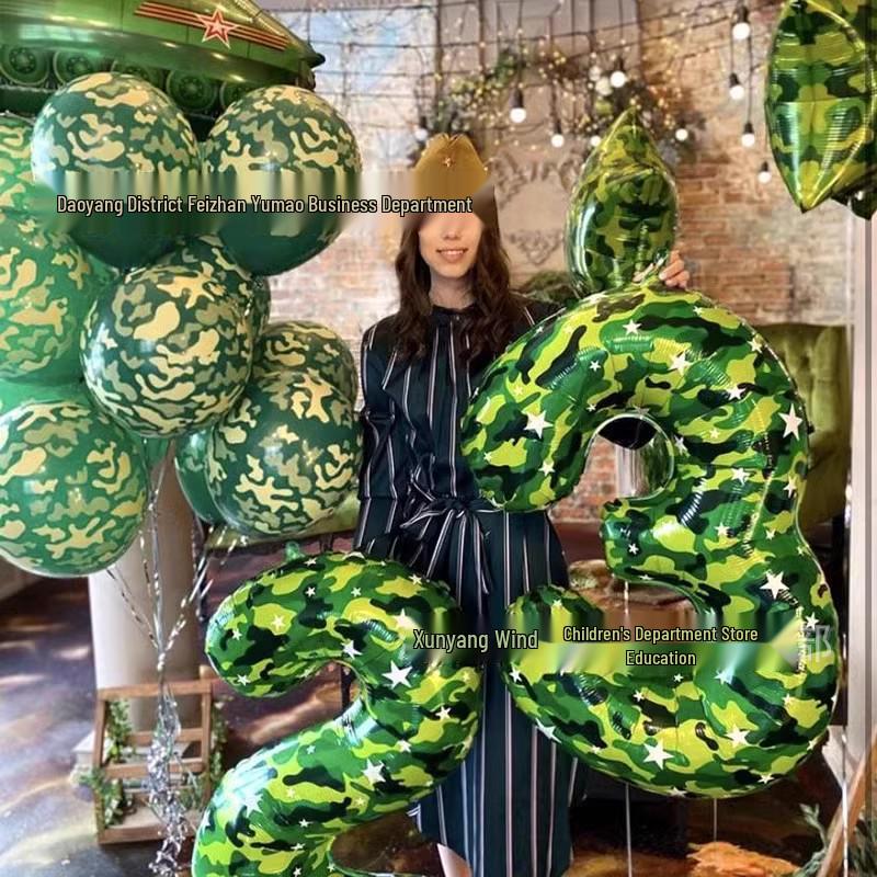 Camouflage Military Training Birthday Party Decor: Thickened Green & Blue Latex Balloons