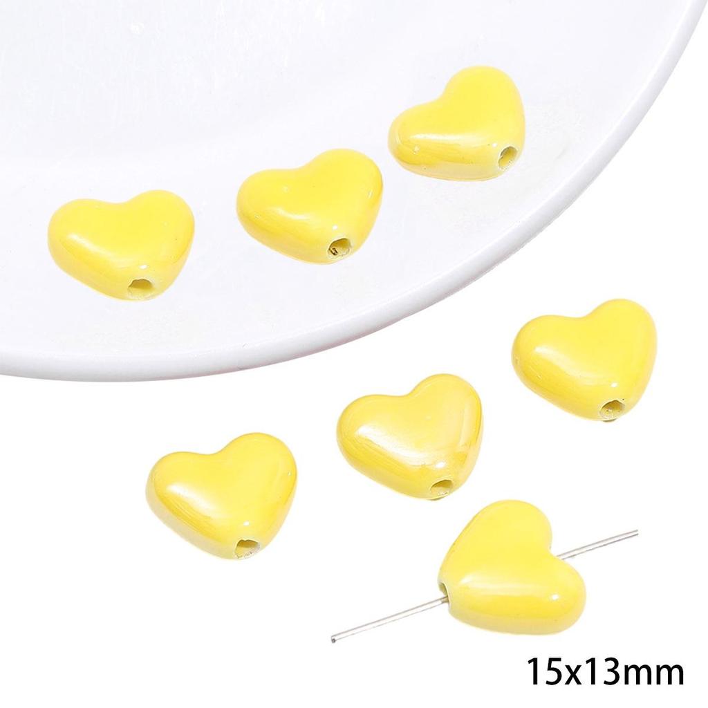 Yellow Hand-Painted Ceramic Cartoon Beads for DIY Bracelets, Necklaces, and Phone Chains