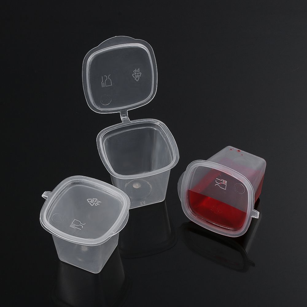 25Pcs 25ml/27ml/45ml Disposable Plastic Takeaway Sauce Cup Containers Food Box with Hinged Lids Small Pigment Paint Box Palette