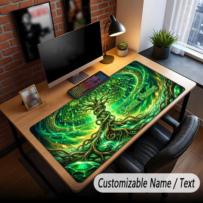 Tree of Life Theme Custom Mouse Pad Personalized With Name Text Customized Desk Mat For Office Home Decor