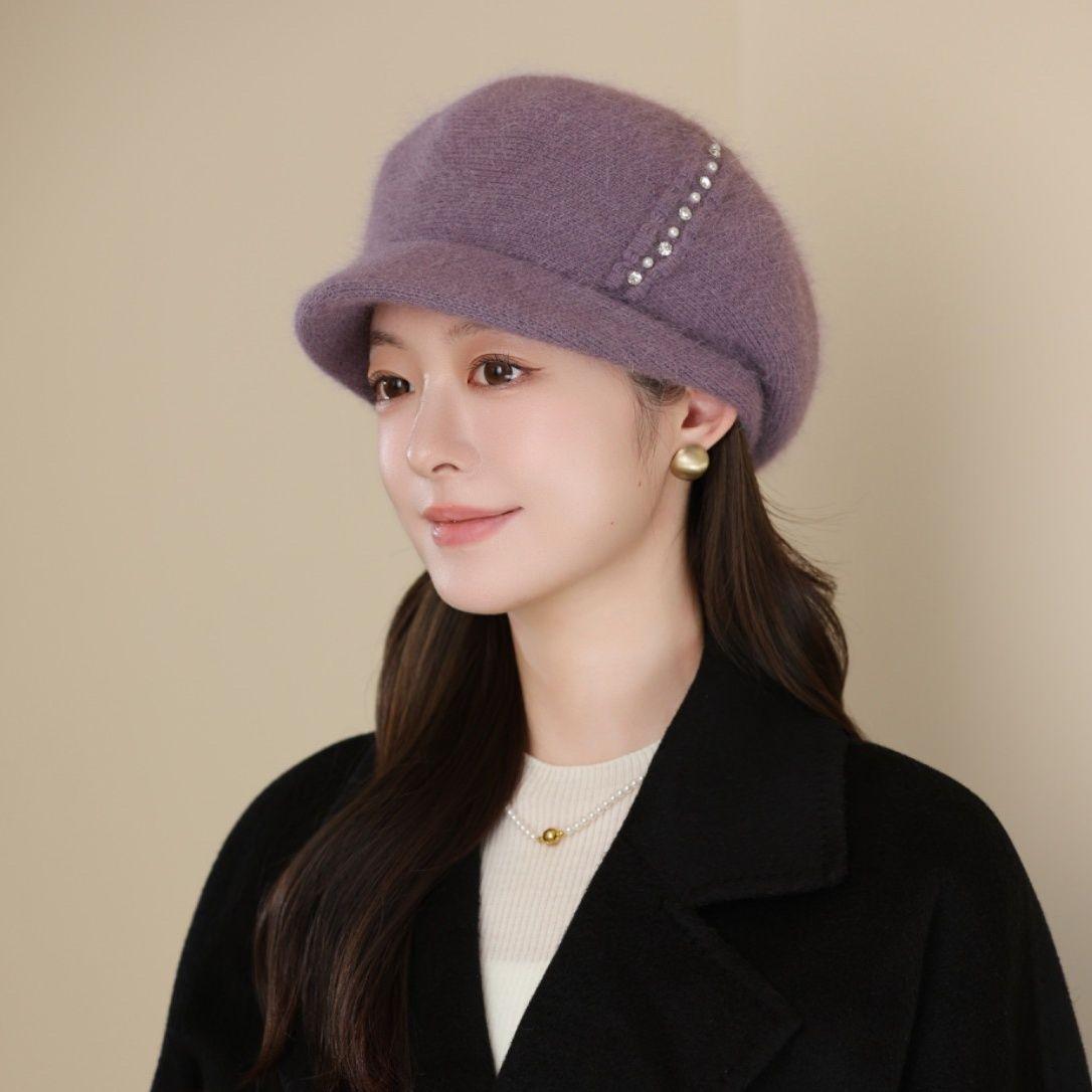 

Ladies Winter Winter Hat Fleece Mom Warm Knitted Fashion Wool Hat Thickened Cold Cap ONE SIZE