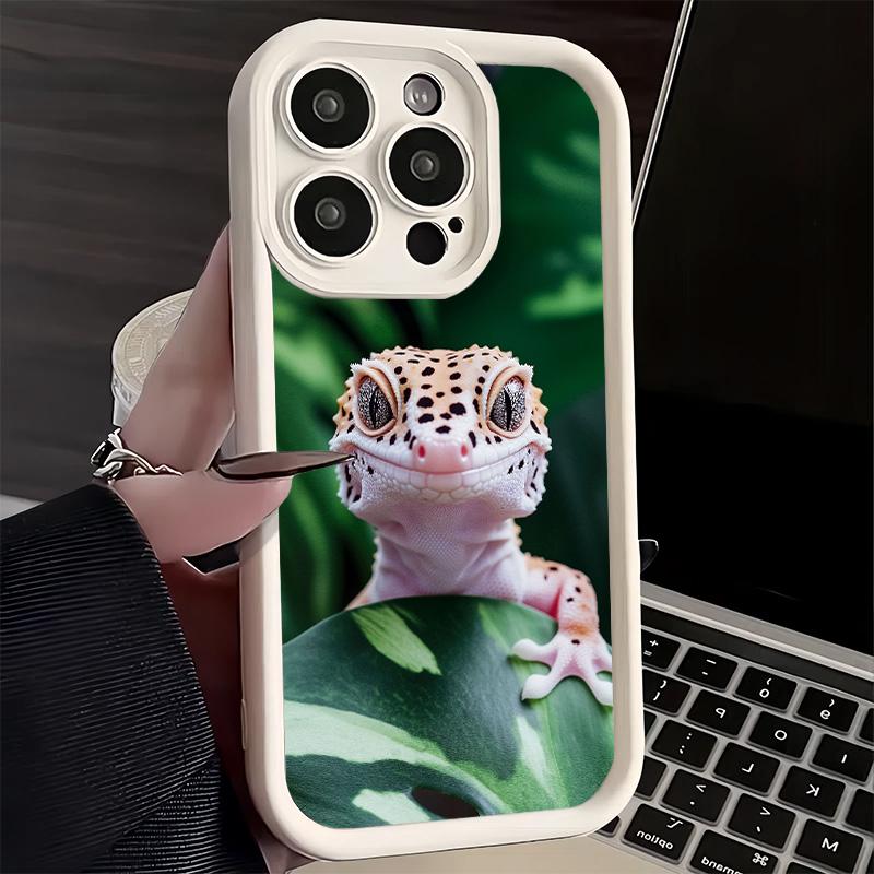 Phone Case for iPhone 17 Air 16E 15 16 Pro Max Lizards Geckos Cute Pet Cover 14 Plus 13 12 Mini Soft Shell Silicone Fundas