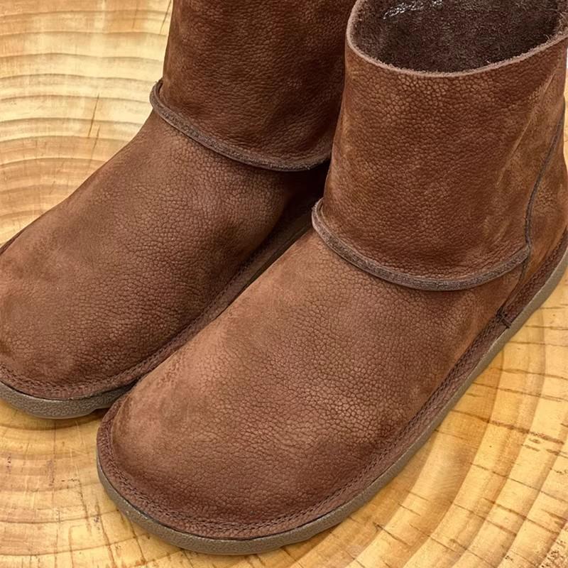 Fashion GKTINOO Genuine Leather Women's Shoes Round Toe Handmade Cowhide Boots Comfortable Flat Forest Casual Ankle Boots