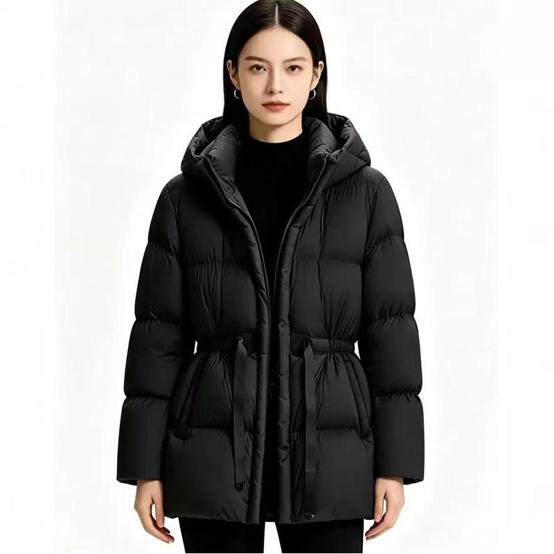 Womens Short Puffer Coat With Hood Slim Fit White Duck Down Winter Warm Outerwear