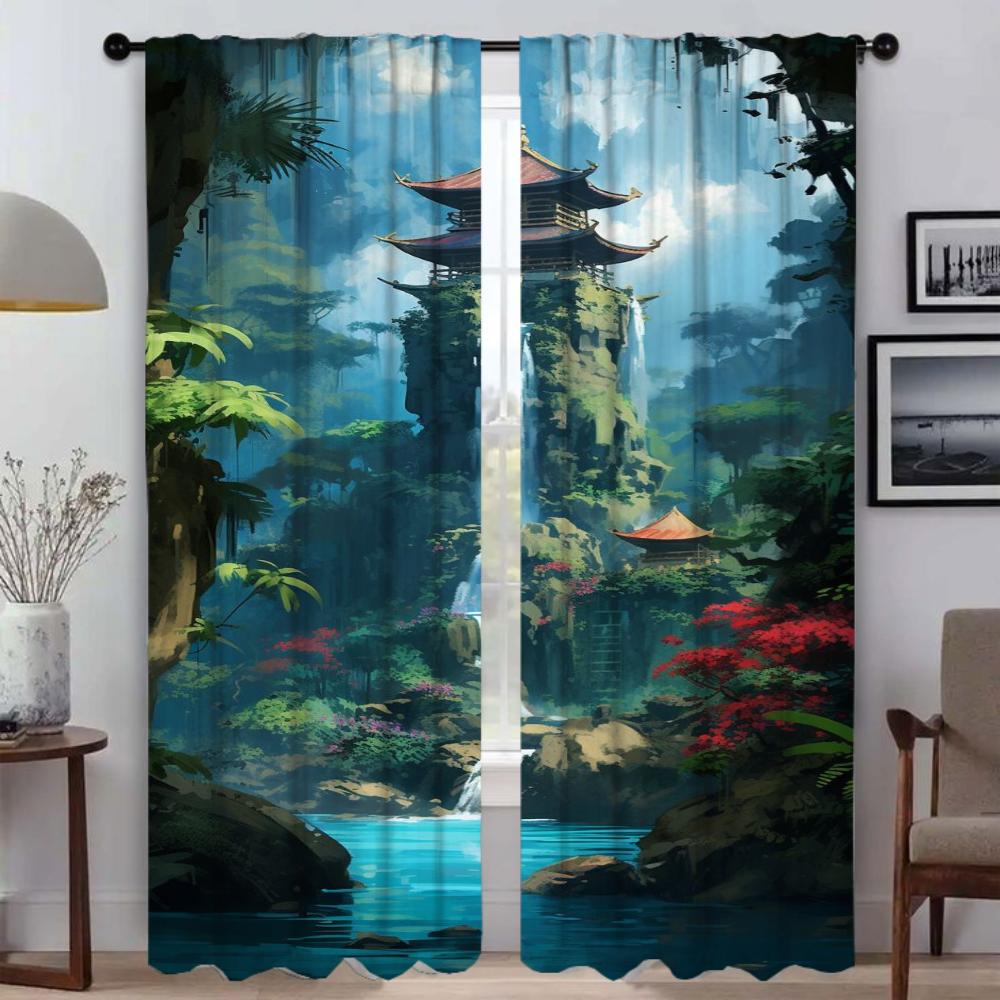 Mörkläggningsgardiner Kök Barnrum Gardiner i japansk stil för sovrum Fönstergardin Rullgardiner Halloweendekoration Skiljeväggspanel