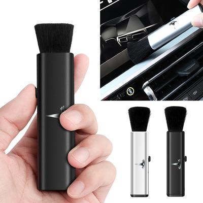 ELSUM1 1pc Retractable Double head/Single Head Car Interior Air Outlet Cleaning Brush For Model 3 S X Y Valve Cap Accessories