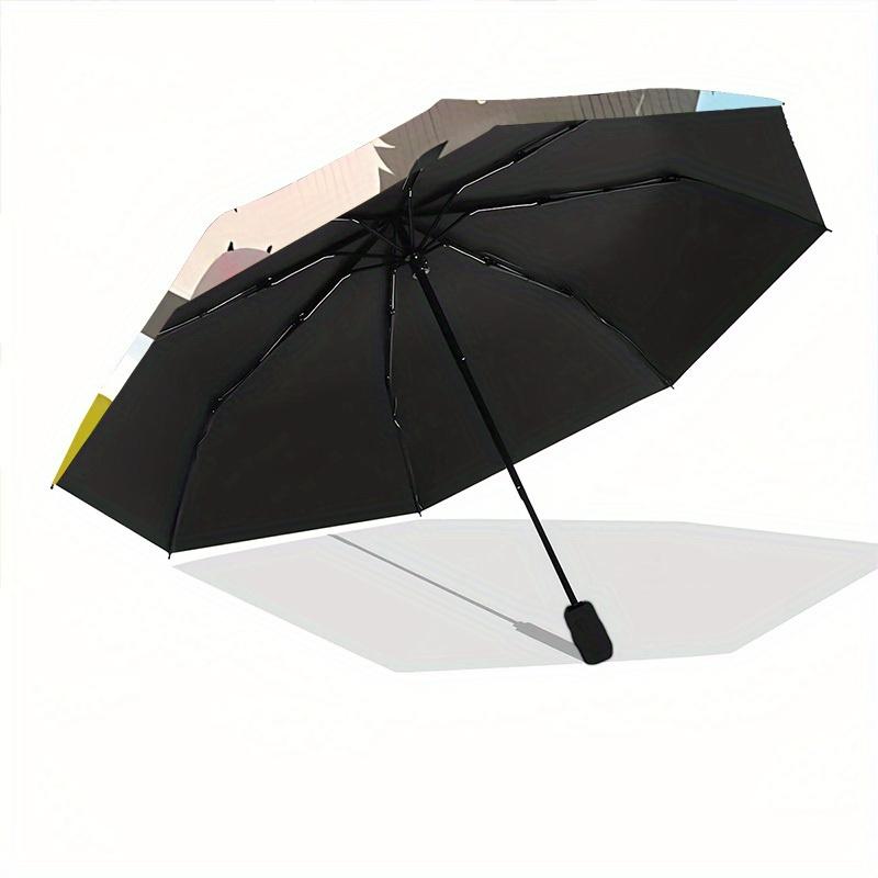 1pc Winter Cat Automatic Open/close Folding Umbrella, Compact Portable Travel Umbrella, Perfect Birthday/Christmas, Cute Umbrella, Durable C