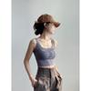 High Stretch with Chest Pad Square Neck Short Vest Women Wear Sleeveless Crop Cotton Halter To Prevent The Bare Bottom